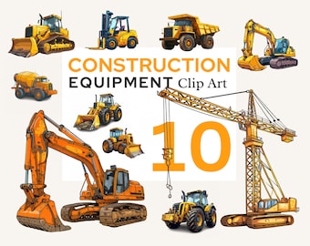 Excavator Construction Watercolor Clipart, digger dump truck, construction site vehicles, bulldozer PNG, construction birthday nursery, cake