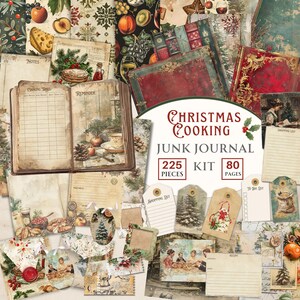 Christmas Printable Cookbook, Recipe Junk Journal Kit, Christmas Food Planner, Christmas Crafting Printables, Recipe Card, DIY Recipe Book