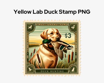 Duck Stamp PNG, Download immediato, Anatra selvatica, Sublimazione di caccia alle anatre PNG, Cane da caccia, Uccelli acquatici migratori, Labrador giallo PNG