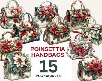 Conjunto de clipart de aquarela de bolsas de flores, bolsa floral transparente PNG, download digital, criação de cartão de acessório de bolsa, diário de lixo