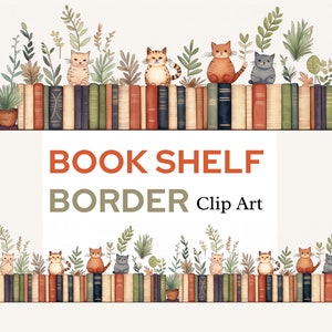 Libro Clipart Border, Bookshelf Clipart, Catclipart Border, imágenes prediseñadas de borde colorido, imágenes prediseñadas de borde de follaje DESCARGA INSTANTE álbum de recortes png