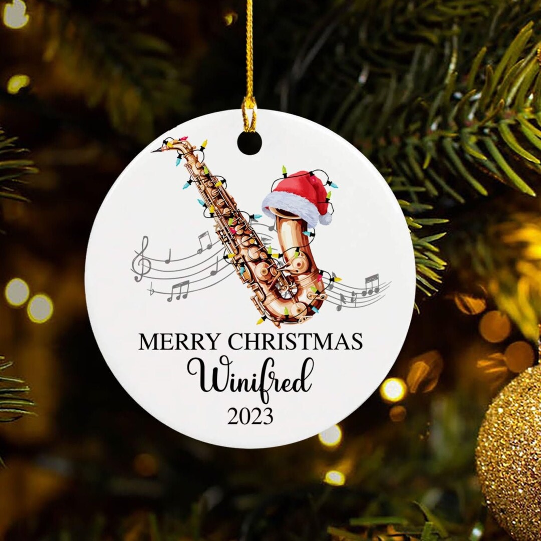 Personalized Saxophonist Playing Saxophone Christmas Ornament 2023
