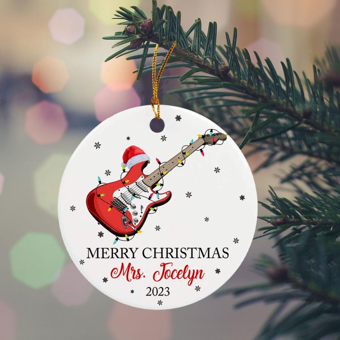 Personalized Guitar Bass Ornament Christmas, Electric Bass Guitar