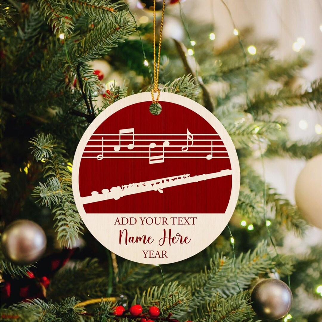 Flute Christmas Ornament, Flute Musical Instrument, Personalized Flute