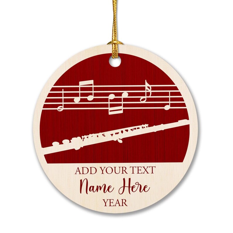 Flute Christmas Ornament, Flute Musical Instrument, Personalized Flute