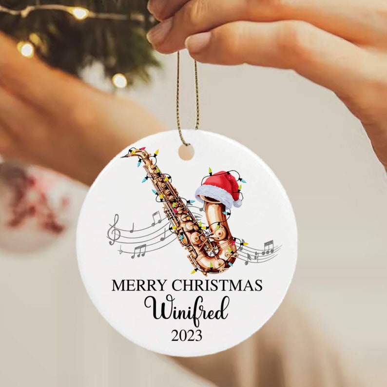 Personalized Saxophonist Playing Saxophone Christmas Ornament 2023