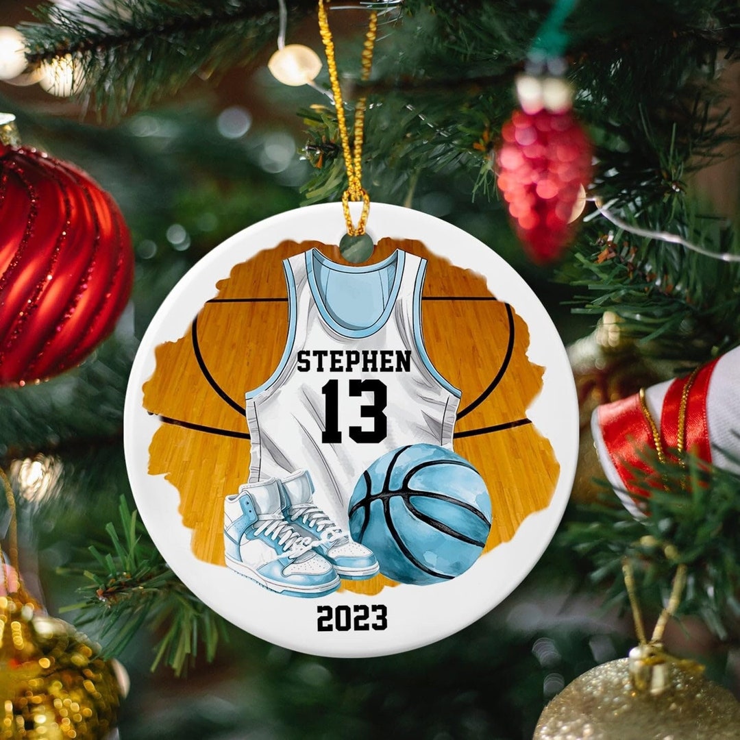 Basketball Christmas Ceramic Ornament Personalized Basketball Etsy