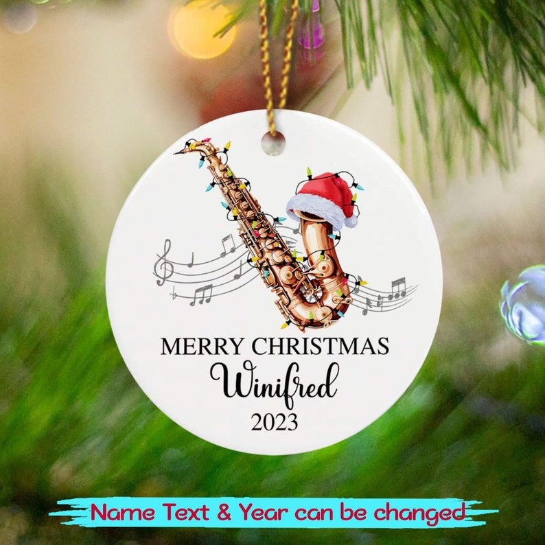 Personalized Saxophonist Playing Saxophone Christmas Ornament 2023