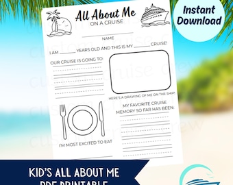 All About Me Kids Cruise Version PDF Print Family Cruise Activities Print Cruise Journal Kids Printable Digital Download Kids Cruise Journal
