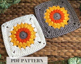Crochet Granny Square Sunflower Pattern