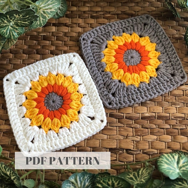 Sunflower Granny Square Pattern Etsy