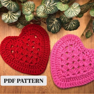 Crochet Heart Coaster PATTERN | Crochet Valentines Day Decor | Easy Crochet Valentines Coaster | Crochet Easy Heart Coaster