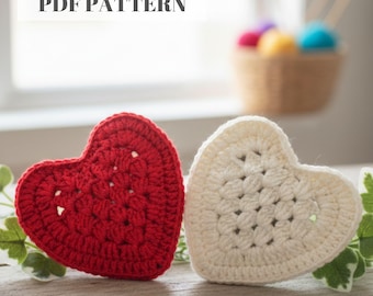Crochet Valentine's Day Coasters: Heart Coaster Pattern | Easy Valentine’s Day Gift | PDF Pattern