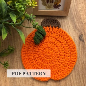 Crochet Pumpkin Coaster PATTERN | Crochet Pattern Pumpkin Coaster | Pumpkin pattern for fall and Halloween decorations | Pumpkin Coaster