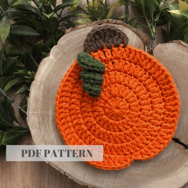 Crochet Pumpkin Coaster PATTERN | Crochet Pattern Pumpkin Coaster | Pumpkin pattern for fall and Halloween decorations | Pumpkin Coaster