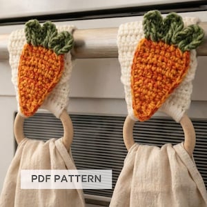 Karotte Handtuchhalter Häkelanleitung | Bauernhaus Küche Dekor (PDF-Muster)