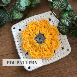 Crochet Granny Square Flower Pattern