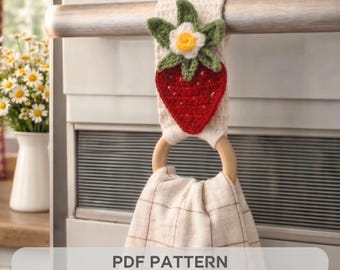 Patroon gehaakt handdoekhouder aardbei | PDF-patroon keukendecor