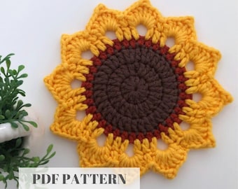 Crochet Sunflower Coaster Pattern