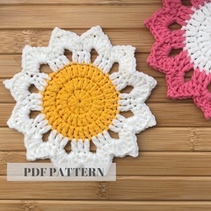 Crochet Daisy Coaster PATTERN |  Crochet Daisy | Crochet Coaster Pattern | Easy Crochet Coaster