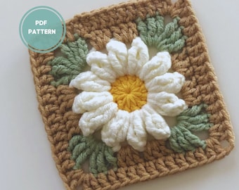 Granny Square Daisy PATTERN | Crochet Daisy | Daisy Granny Square |  Crochet Granny Square | Afghan Blanket Granny Square