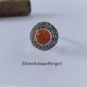 carnelian crystal ring Birthstone Ring 925 Silver Minimalist Ring For Woman Vintage Style Gift for Mother Dainty  Crystal Jewelry Gift Ring