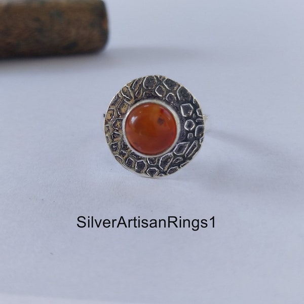 carnelian crystal ring Birthstone Ring 925 Silver Minimalist Ring For Woman Vintage Style Gift for Mother Dainty  Crystal Jewelry Gift Ring