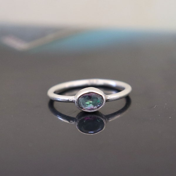 Mystic Topaz Silver Ring, Topaz Silver Ring, 925 Sterling Silver, Mystic Topaz Ring, Gift for her, multicolor ring, Mother's of Mystic Ring