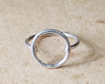 Circle Ring, 925 Silver Ring, Sterling Ring, Open Circle Ring, Simple Silver Ring, Karma Ring, Unique Ring, Stackable Ring, Gift For Her