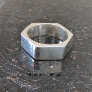 Bolt Nut Silver Ring Screw Nut Ring Statement Unique Ring, Hex Nut Ring geometric jewelry Bolt Bronze Ring, Handmade ring, Nut silver ring