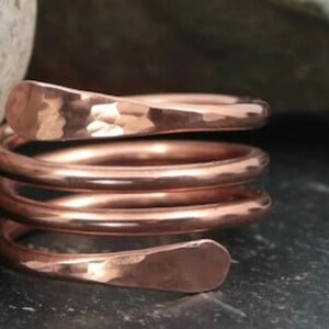 Pure Copper Wrap Ring, Arthritis Thumb Ring, Toe Ring, Finger Ring, Solid Copper Ring, Hammered Ring, Healing Jewelry, Copper Jewelry Gift