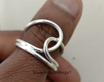 Dikke grote knoop duim ringen voor vrouw-knoop ring unieke sierlijke verstelbare geweven ring-zilveren sieraden voor vrouw-kerstcadeau voor haar-heden