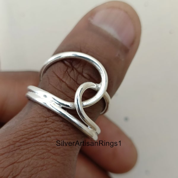 Chunky Big Knot Daumen Ringe für Frau-Knoten Ring einzigartige zierliche verstellbare gewebte Ring-Silber Schmuck für Frau-Weihnachtsgeschenk für sie-Present