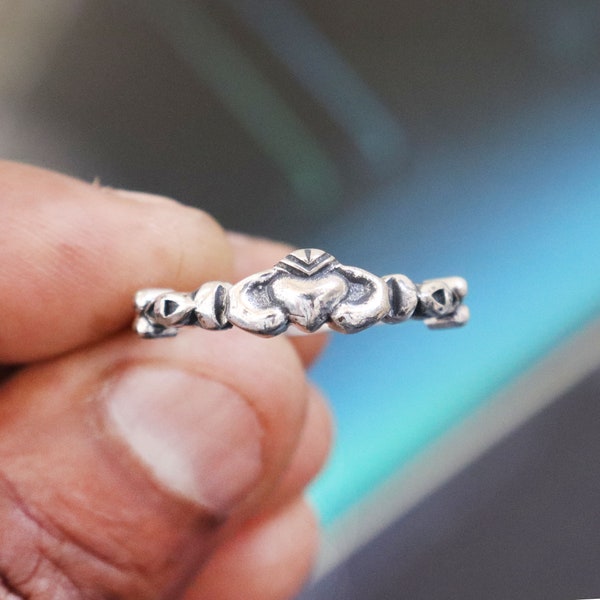 Claddagh Ring Tiny Celtic Irish Claddagh Ring Thin Ring Sterling Silver Women Ring Irish Love Friendship Ring Dainty Ring Minimalist Ring