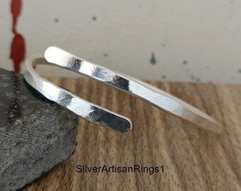 Hand Crafted - 925 Sterling Silver Wrap Bangle, Adjustable Bangle Boho Statement Bangle Unique Bangles Anniversary Bangle Women Twist Bangle