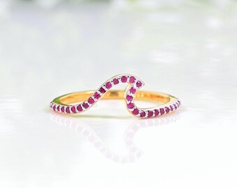 Dainty 14k Gold Ruby Ring: Minimalist May Birthstone