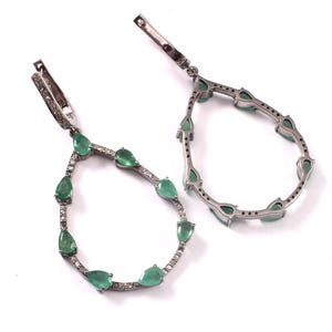 Natural Emerald Diamond Earrings 925 Sterling Silver Emerald Earrings Jewelry, Beautiful Earrings Jewelry,Earring Gift For Her