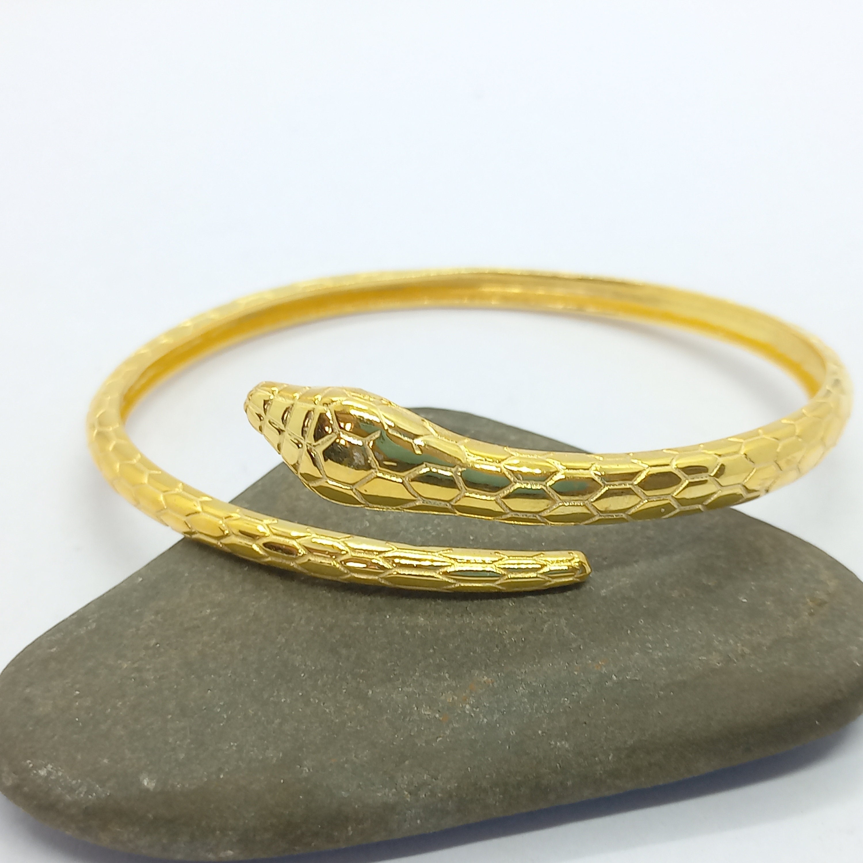 Gold Vermeil Snake Cuff Bracelet: Adjustable Sterling Silver Bangle