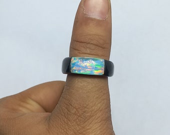 AAA+++ Aurora Opal Doublet Rings- Quartz Rings Bands- Unique Rings-Unisex Rings- Handmade Jewelry- Minimalist Rings- Gift For Her