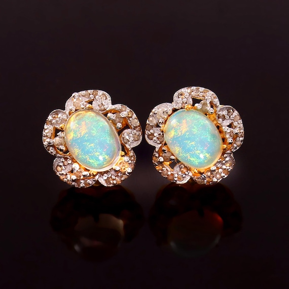 Orecchini in argento con opale rosa e larimar