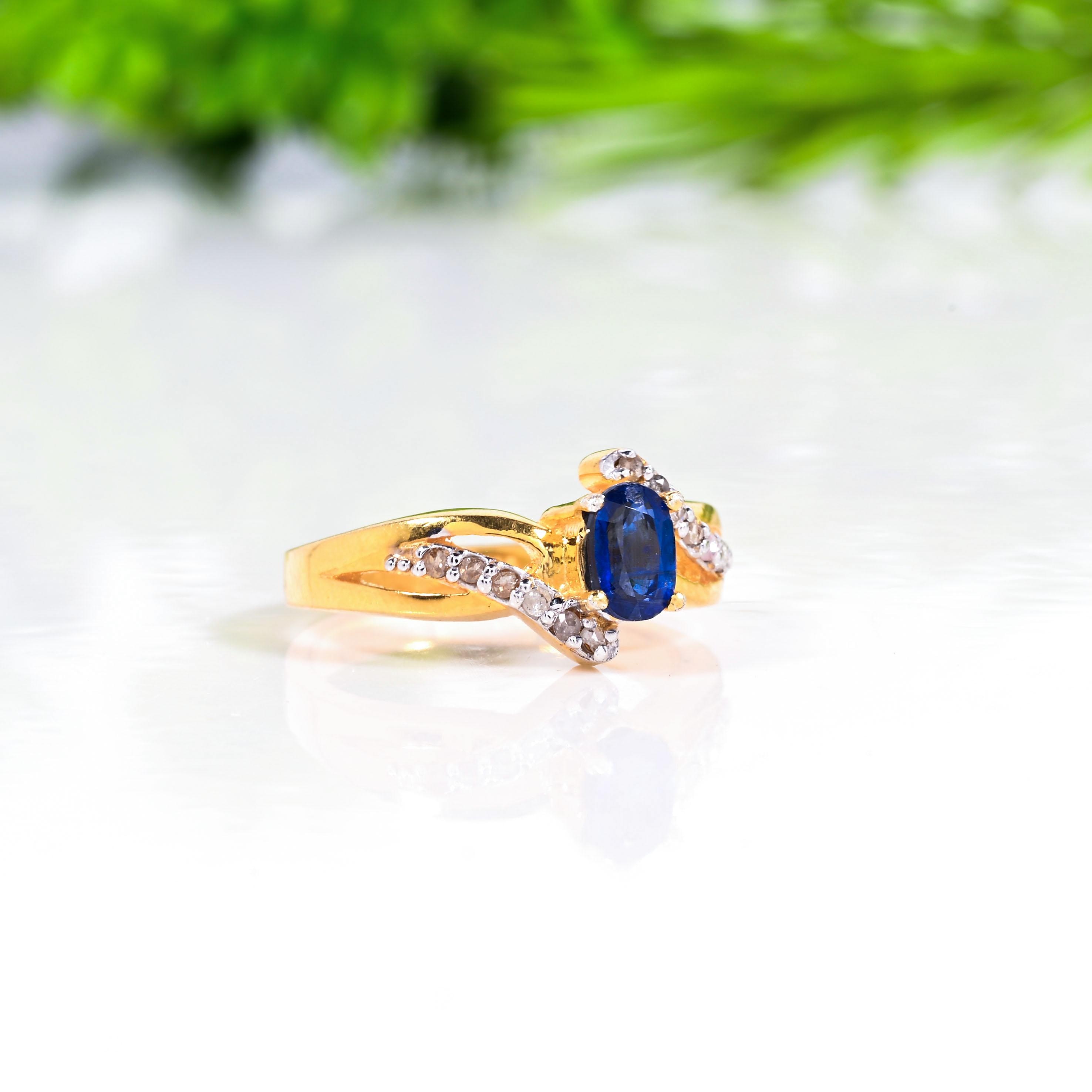 Vintage 14K Yellow Gold Kyanite Diamond Ring - Engagement Ring - Etsy