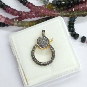 1 pezzo di chiusura a moschettone con diamanti pavé, chiusura a moschettone con diamanti pavé, gioielli con diamanti pavé, accessori con diamanti pavé