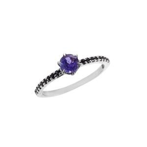 Tanzanite & Blue Sapphire Sterling Silver Ring - Half Eternity Band