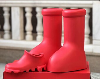 2023 Astro Boy Big Red Shoes Shang EVA non-slip high boots rain shoes net red Astro Boy Big Red Boots,Knee-High Slip-On Style,High Cartoon