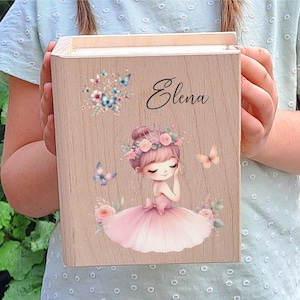 personalized money box children's ballerina girl gift - birth - baptism - birthday - savings book wooden