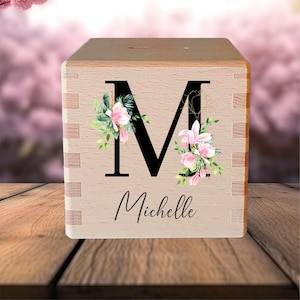 Money box children monogram letters gift - back to school - birthday - communion - confirmation - Christmas wooden money box