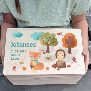 Memory box | Memory box baby - children&#39;s gift birth - baptism - birthday - memories - storage forest animals
