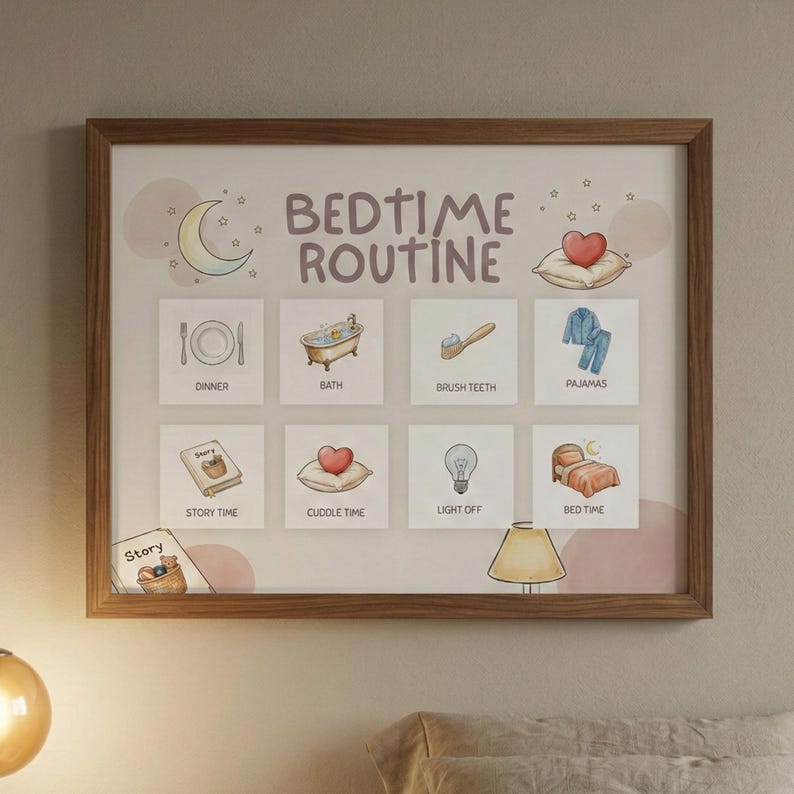 Bedtime Routine Chart for Kids | 36 Printable Visual Schedule Cards ...