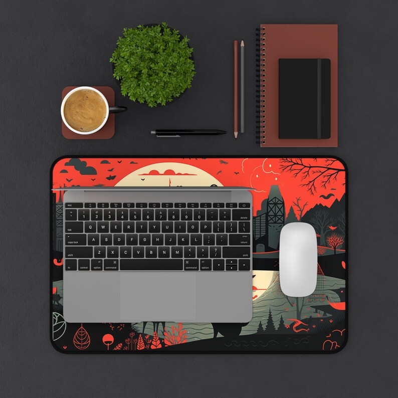 Midnight Prowl Desk Mat Gaming Desk Pad, Extended Gaming Keyboard Mat