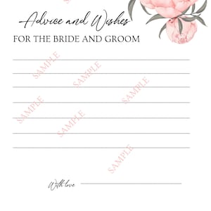 Hochzeitsratschlag-Kartenvorlage, Wünsche für die Braut und den Bräutigam, Ratschläge für das glückliche Paar, zu Hause drucken Eheratschlag-Karten-Ideen.